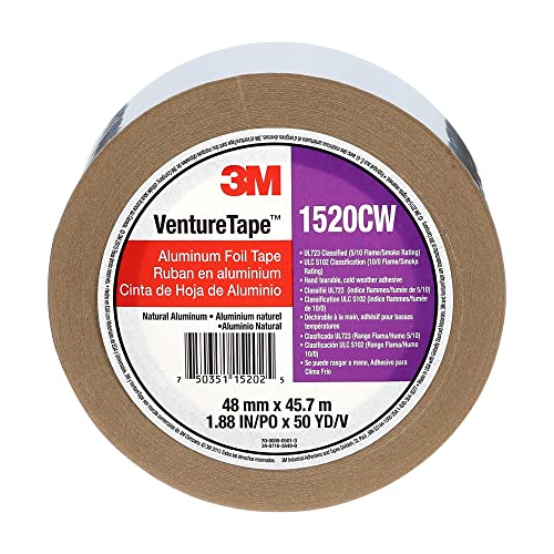 Image of 3M Venture Tape Aluminum Foil Tape 1520CW, Silver, 48 mm x 45.7 m, 3.2 mil (Pack of 24)
