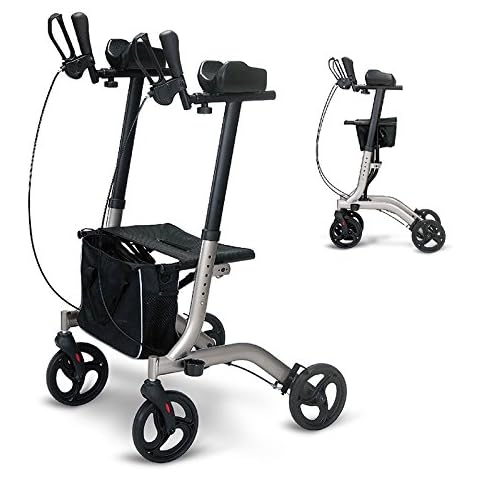 Folding upright forearm rollator wheeled walking frame with brakes and seat Cover