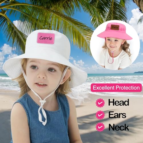 Personalized Baby Sun Hat - Custom Name Summer Beach Hat, Wide Brim Bucket Hat for Infant Toddler Kids2