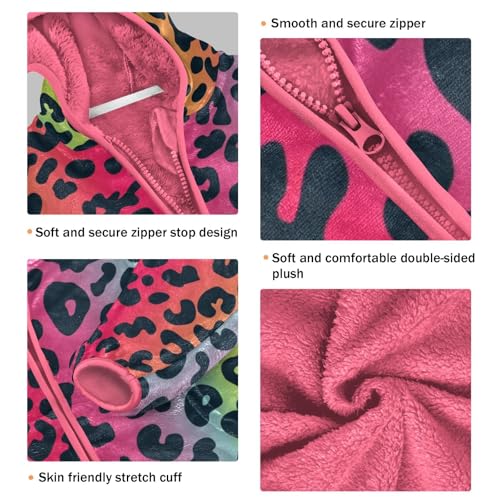 GuoChe Gradient Leopard Print Boys Hooded Fleece Jacket3