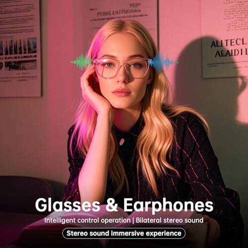 Image of Smart Glasses for Women, Blue Light Filtering Lenses，Bluetooth 6.0, Audio & Mic, Intelligent Touch,Open-Ear Clear Sound, Remote Photography, Ultralight Comfortable Design for Relexing Working