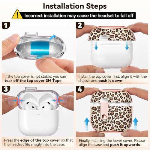 Image of for Apple AirPod 4 Case 2024 with Lock,Clear TPU Floral AirPod 4th Generation Cases for Women Girly, iPod 4 Case with Keychain & Cleaner Kit- Brown Leopard Print