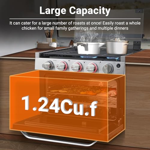 AMZCHEF RV Gas Range 17 Inches Tall, 1.24 Cu.Ft Propane Range Oven with 3 Burners Stove for RV, Apartment, Mobile Home, Stainless Steel. - Thumbnail 3
