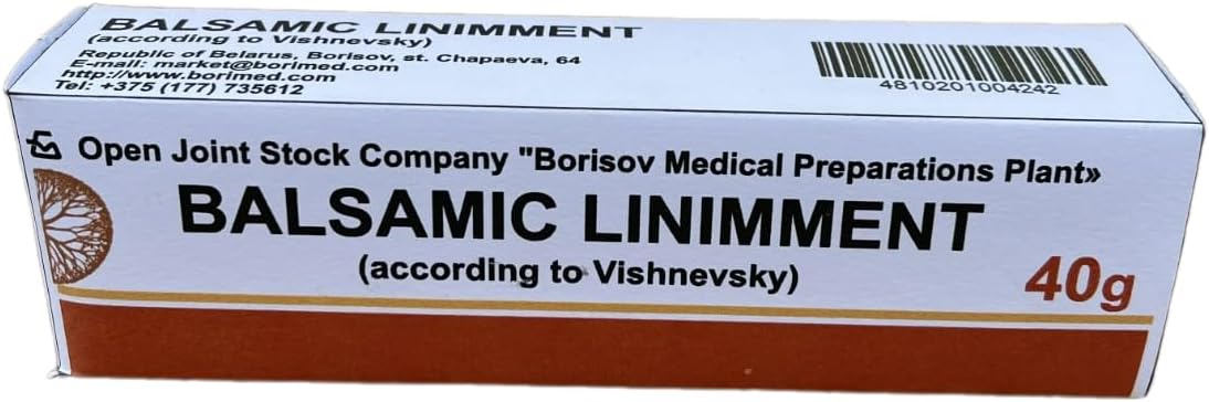 Balsamic Liniment (Vishnevsky Ointment) Antiseptic and Disinfectant Helps to Heal Wounds, Ulcers and Bedsores Contains Birch Tar and Castor Oil (40 g, 1 Tube)