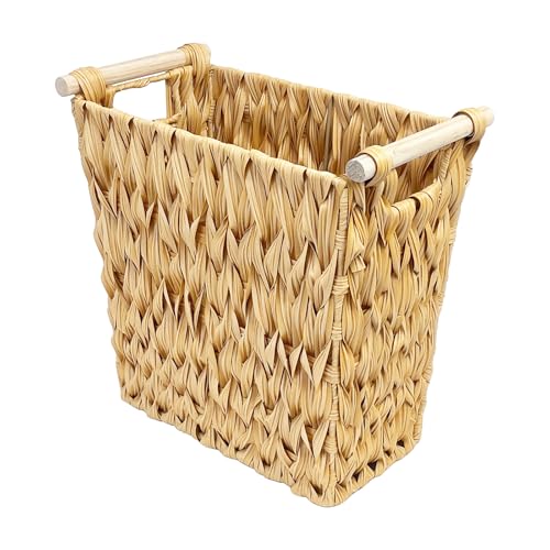 Caneca de Basura de Rattan Impermeable para Baño, 14×7.5×13.4 pulg