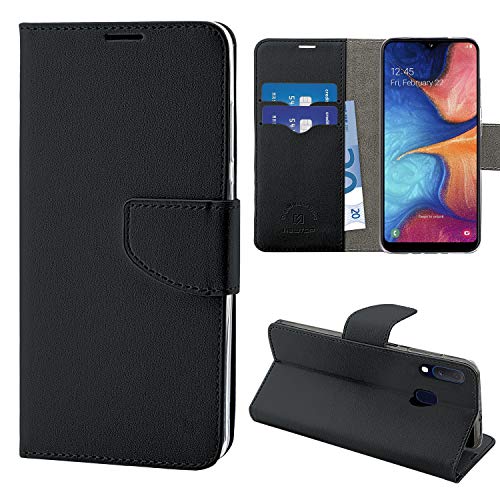 Newtop HQ Lateral Cover Custodia Libro Flip Magnetica Portafoglio Simil Pelle Stand Compatibile per Samsung Galaxy A20E (per A20E, Nero)