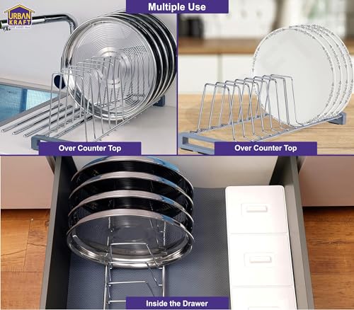 Image of URBAN KRAFT Modular Kitchen Basket Plate Fixer Set of 2 /Tandem Box Drawer for Kitchen /Plate Organizer for Kitchen Cabinet /Saucer Rack Holder