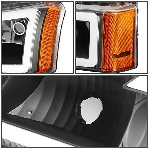 Image of DNA MOTORING HL-LB-CSIL03-BK-AM Black Amber 3D LED DRL Headlight Bumper Lamp Set Compatible with 03-06 Silverado 1500-3500 / Avalanche 1500 2500