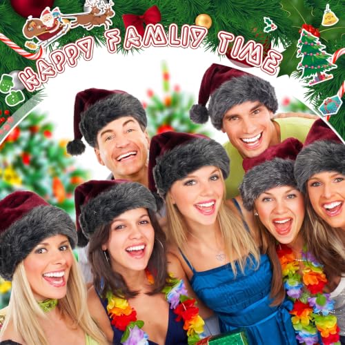 Image of Vicenpal 20 Pcs Santa Hats Bulk for Adults, Grey Burgundy, Classic