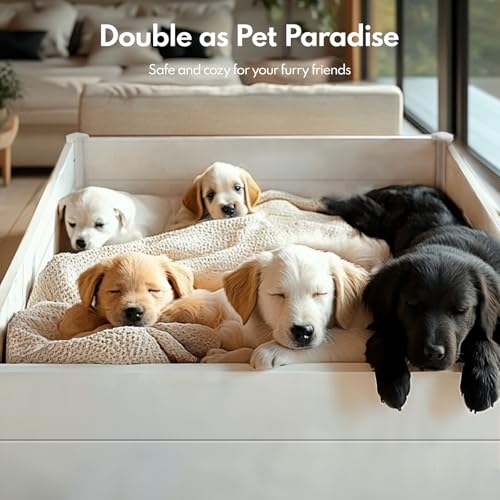 PASAMIC Durable Vinyl Raised Garden Bed, 8x4x1ft Raised Bed for Gardening, Planter Box with Open Bottom, DIY Above Ground Garden Bed for Fruit, Vegetables, Herbs