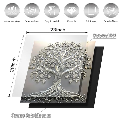 Image of Tree of Life Dishwasher Magnet Cover for Washers Fridge Cover Panel Decal Home Kitchen Decor,Washing Machine Cabinet Reusable Dishwasher Covers,26 x 23 inch