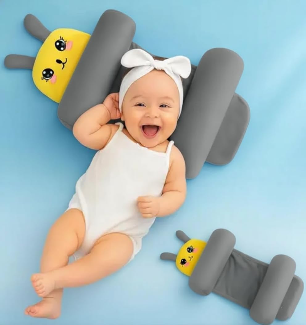Kausbabi Baby Sleeping Support Pillow with Side Rollers | Newborn Safety Sleeping Pillow Set | Soft Cotton Infant Neck Pillow for 0–12 Months | Anti-Flat Head Cushion for Baby Boys & Girls (New) 4