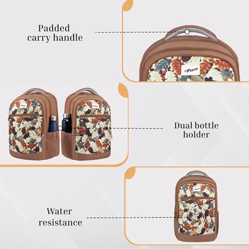 Image of F Gear Arashi Black 35L School Backpack|4 Compartments, 1 Front Pocket & water Bottle Holders|Laptop Sleeve|Ergonomic, Lightweight & Durable Design|Ideal for School, College, Work, Travel & Daily Use