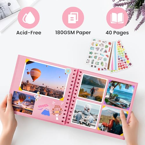 DazSpirit Scrapbook Photo Album, 8-inch Personalized Photo Book, DIY Memory Album With 5 Album Stickers - Image 3