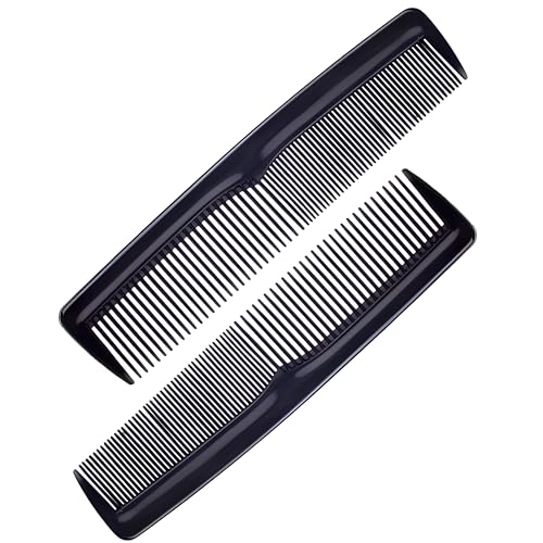 PARENCE.- Set di 2 pettini antistatici - pettini a denti fini e larghi, portatili, multiuso - 13x3cm, nero