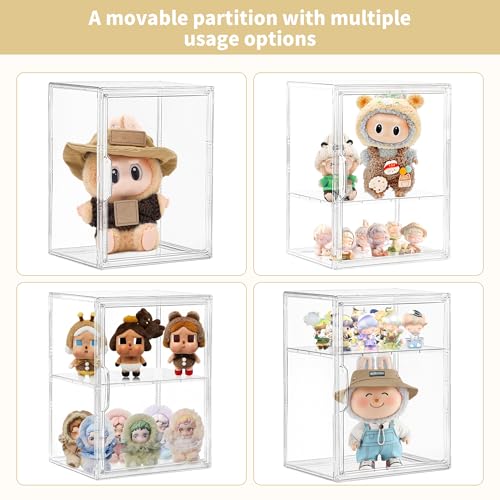 Attelite Acrylic Display Case for Collectibles, Clear Storage Bin with 3 Adjustable Layers, Stackable Storage Box with Magnetic Door for Figures, Home Office,Large,2 Tier Clear Storage Bin, 1Pack by Attelite - Image 7