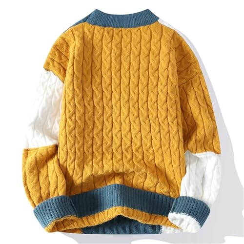 Men's Patchwork Knit Sweater Pullover Loose Fit Autumn Winter Streetwear Casual Daily Top3