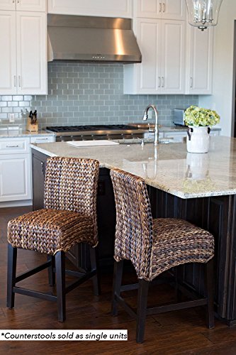 Birdrock Home Bird Rock Seagrass Counter Stool (Counter Height) - Hand Woven Mahogany Wood Frame - Fully Assembled #TOP4