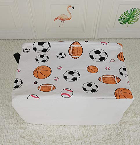 Image of Storage Gift Shelf Basket Storage Bin, Nursery Basket Organizer Box for Room Deco With Handles (Basketballs)