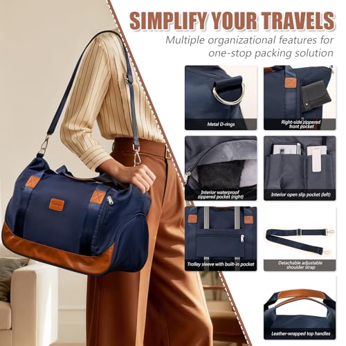 Image of Cosbarn Luggage Sets 5 Piece with TSA Lock Spinner Wheels, Unisex Hard Case ABS Suitcase Set, Hardshell Lightweight Waterproof Travel Hardside Suitcases with Wheels for Women Men, Dark Blue
