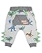 Jurassic Baby Boys 4 Piece Clothing Set | One-Piece Bodysuit, Gel Overlay Shorts, Short Sleeve T-Shirt, Jogging Pants (Grey/Blue/Green, 3 Months)