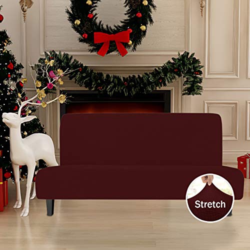 Image of Easy-Going Stretch Large Futon Slipcover Armless Futon Cover Wine
