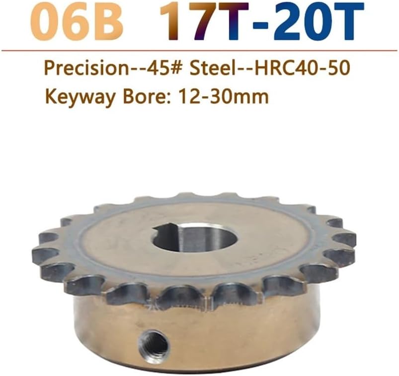 Mechanical Roller Chain Sprockets Tooth Roller Chain Sprocket,1pc 17T-20T 06B Precision Industrial Drive Sprocket Wheel 17 18 19 20 Teeth 45# Steel Chain Gear Bore 12-30mm(18mm (Keyway 6mm))