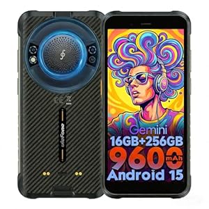 Ulefone RugKing Outdoor Smartphone Android 15, 16GB+256GB/2TB, 9600 mAh IP68&IP69K Baustellen Handy, 50MP Kamera, 128dB Lautsprecher, 5, 99" Display, AI Outdoor Handy, 4G Dual SIM/OTG/NFC/GPS