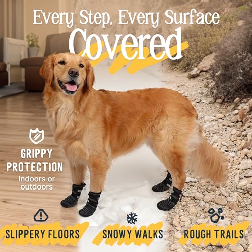 DOK TigerToes Premium Neoprene Dog Booties for Winter - Grip That Works Even When Twisted - Versatile Paw Protection That Prevents Licking, Slipping, and are Great Booties for Dogs Paws (Large)