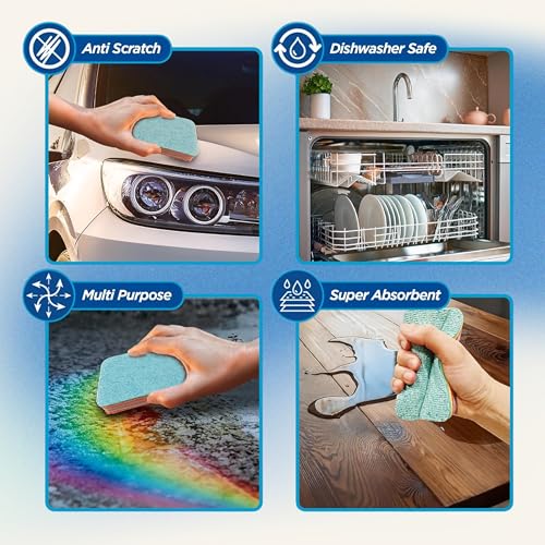 Image of CAR SAAZ Multi-Purpose Car Cleaning Sponge | Super Absorbent 12-Layer Rainbow Sponge | Reusable for Cars, Home, Kitchen, Glass, Furniture & More | Cleaning & Drying Sponge (Pack of 1)