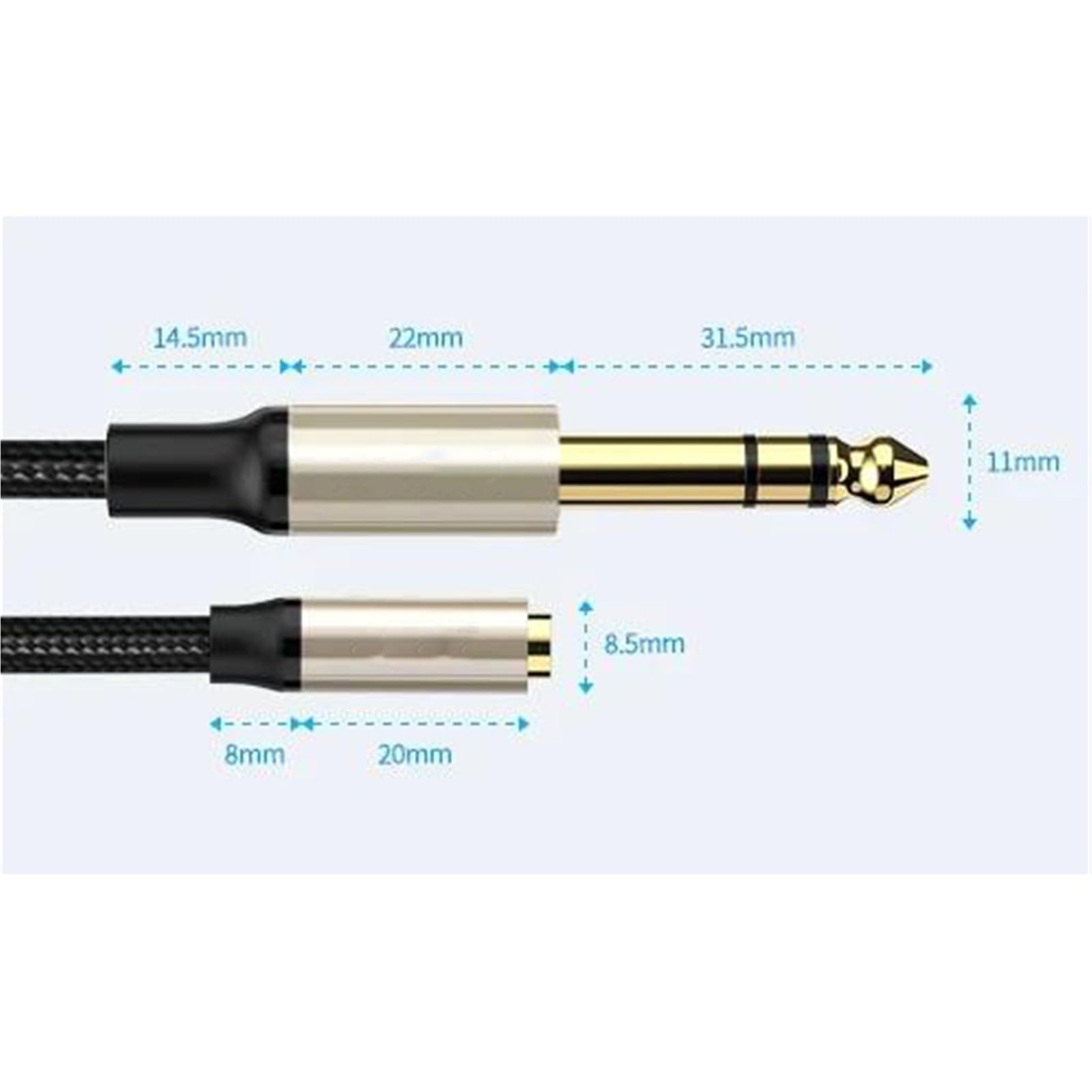 Profesjonalny Kabel Do Gitary Adapter 6,35mm TRS Męski Na 3,5mm Żeński Przedłużacz Stereo Do Głośnika Amp Guitar Mixer