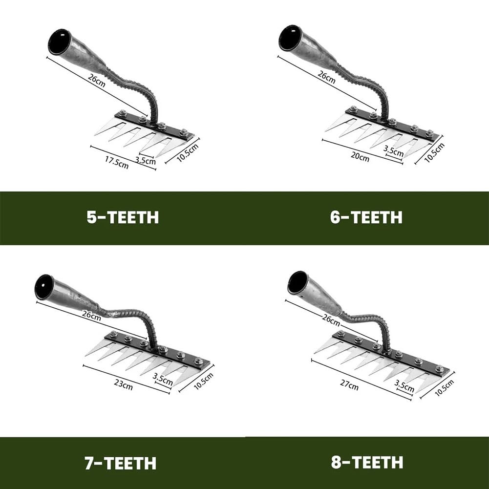 Rastrillo de acero al carbono para desmalezar, rastrillo de jardín de metal resistente, rastrillo de hierro para jardinería y desmalezado, rastrillo desmalezador, rastrillos para jardinería, rastril