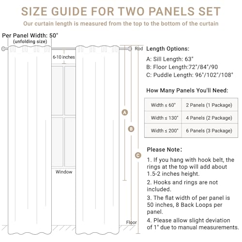 Image of 100% Blackout Shield Linen Blackout Curtains for Bedroom 102 Inches Long, Back Tab /Rod Pocket Living Room Drapes, Thermal Insulated Blackout Curtains 2 Panels Set, 50 inch W x 102 inch L, Oatmeal