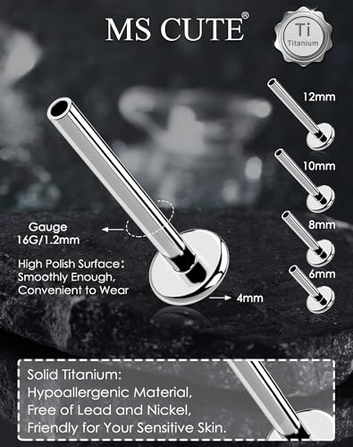 20G/18G/16G Threadless G23 Titanium Silver Gold Replacement Post Bar Flat Back Stud Earrings for Nose Helix Cartilage Tragus Conch Lobe Labret Medusa Piercing Jewelry for Women Men3