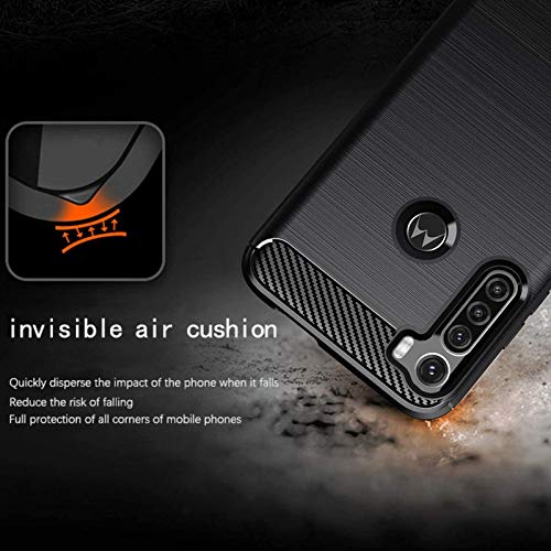 Image of NPRC Hybrid Ultra Slim Protective Case TPU Non-Slip Carbon Fiber Texture Shockproof Case Cover for Moto ONE Fusion Plus - Black