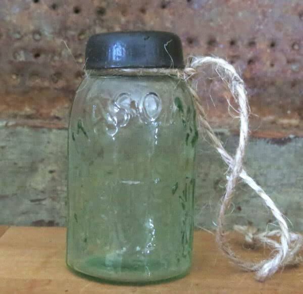 Primitives Supplies for Primitive Mini Glass Mason Jar w lid Christmas Tree Ornament Cute 2 12 high for Holiday Kitchen Farhouse Home Decor