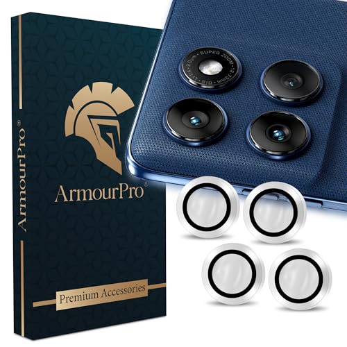 Image of ArmourPro Camera Rings Tempered Glass for Motorola Edge 60, Tough HD Individual Aluminum Alloy Rings 9H Camera Cover, Scratch-Resistant,Camera Lens Protection| Silver, 1 Pack