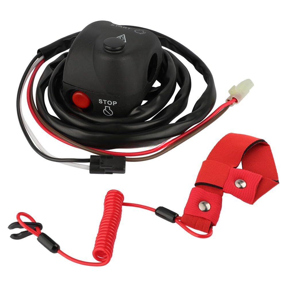 Boîtier de Commande Marche/arrêt Coupe-Circuit au Guidon avec Cordon de sécurité Convient pour Yama-ha FX140 FX1000 WaveRunner/WaveVenture 700 WaveRunner 800 1050 1100 1300 1800 2001-2016