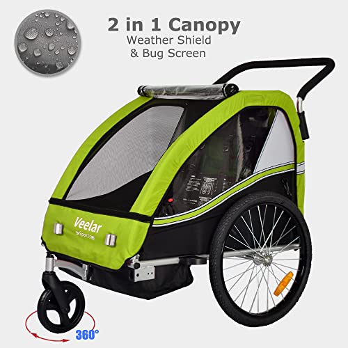 Tiggo VS 2 in 1 Kinderanhänger Fahrradanhänger Anhänger mit Buggy Set Jogger 50202-02 grün