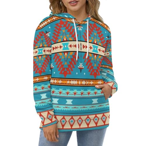 Sweat à capuche imprimé 3D géométrique pull chaud manches longues hiver - 2