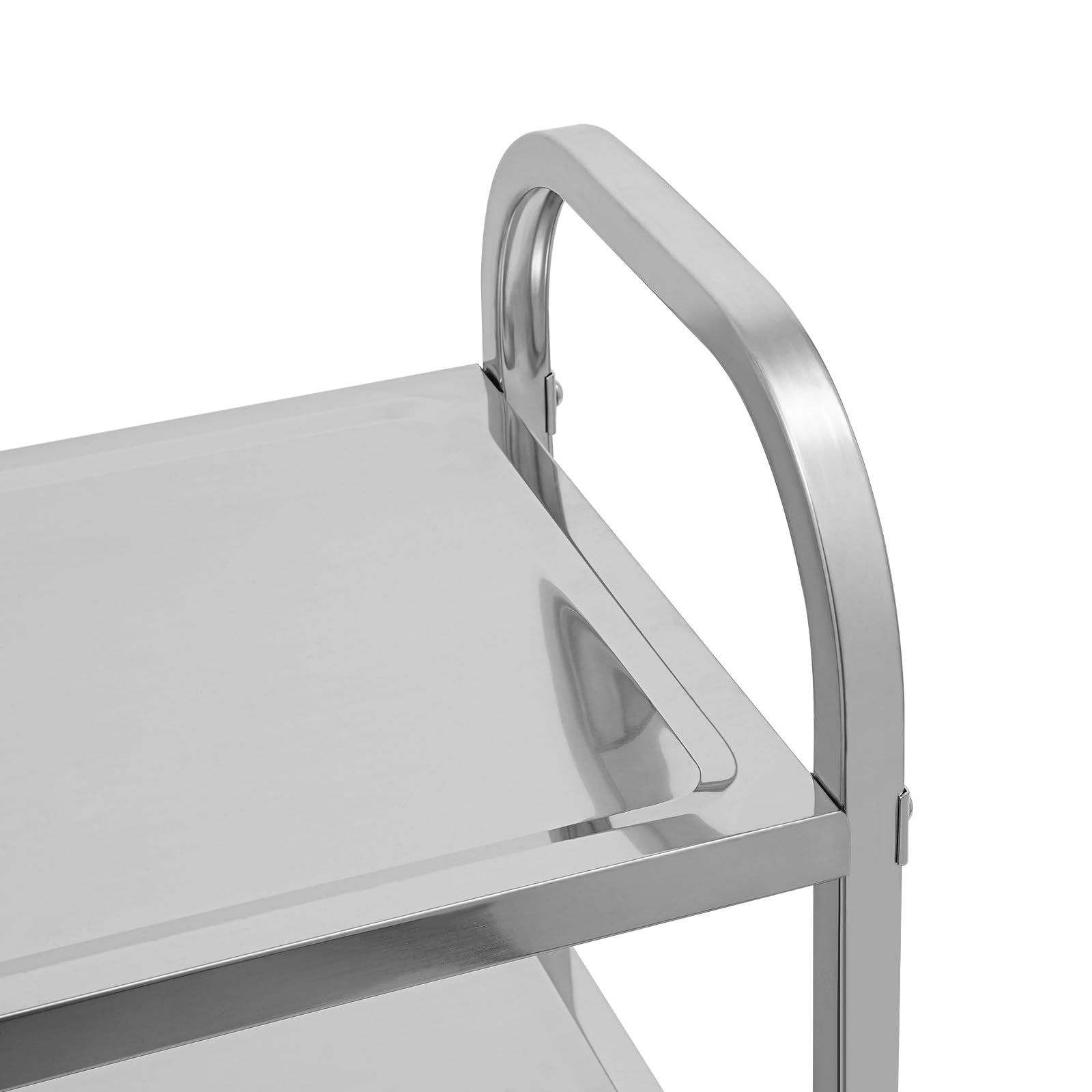 OUKANING Carro de cocina de acero inoxidable con 3 estantes, carro de servicio de alta capacidad de carga y ruedas silenciosas, isla de cocina móvil y estante de cocina para microondas, cocina