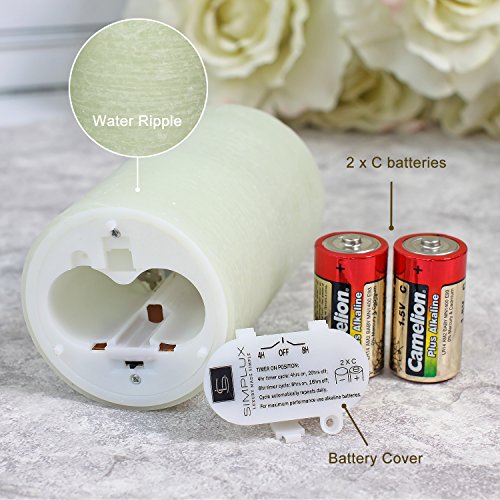 Image of SIMPLUX Led 3D Wave Moving Flameless Battery Operated Flickering Real Wax Candle, 3x7'', Green