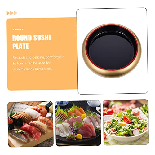 Plato redondo plástico color dorado para sushi miniatura 6