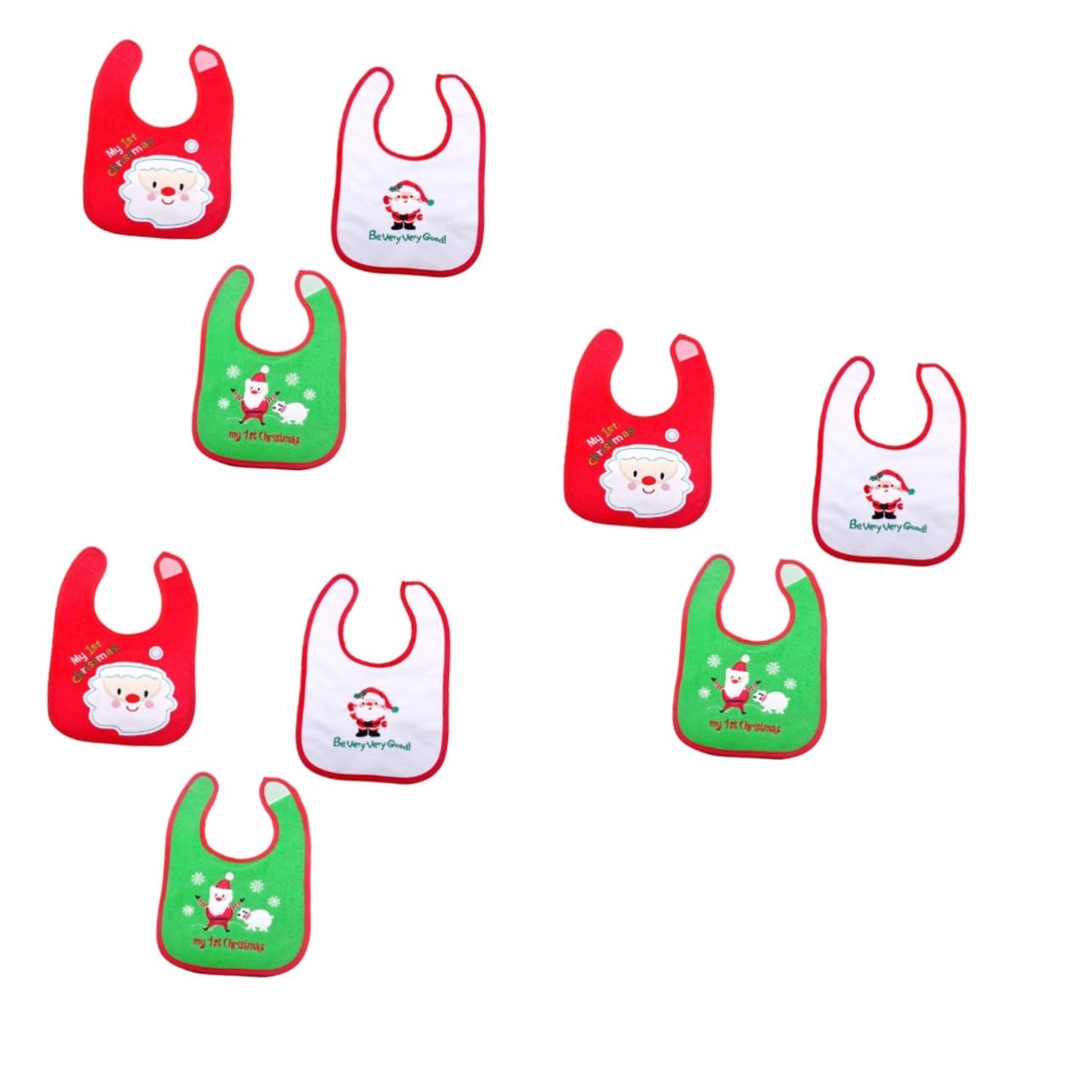 ibasenice 9piezas Baberos De Alimentación Para Bebés Diseño De Santa Claus Impermeables y Bolsillo Para Comida Divertido y Para Navidad