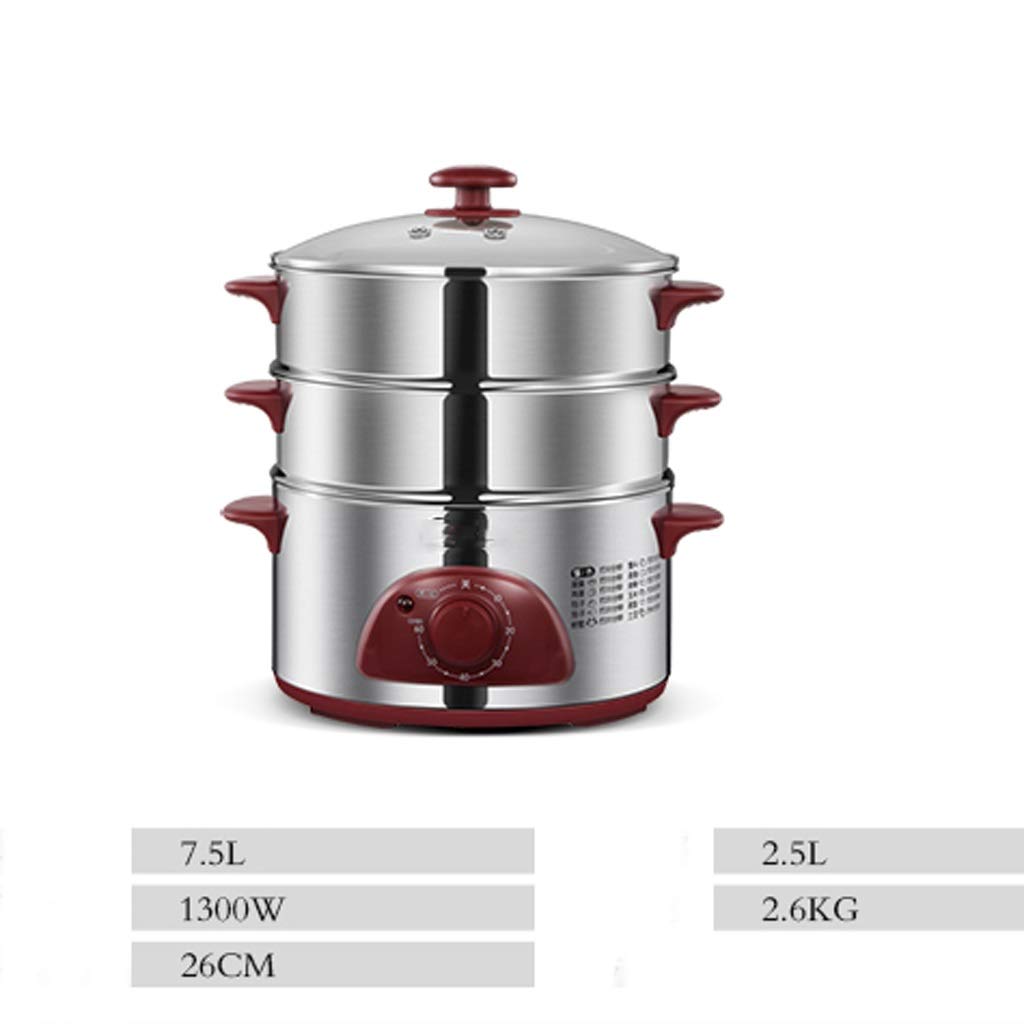 Vaporera multifunción for el hogar, vaporera pequeña de Acero Inoxidable de Gran Capacidad, Apagado automático, Verduras al Vapor Multicapa