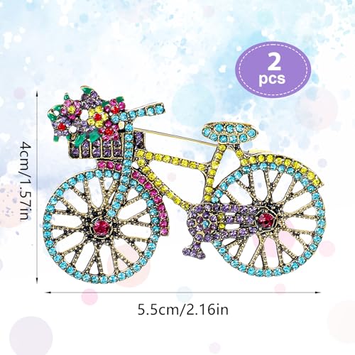 Image of Crystal Rhinestone Creative Bicycles Brooch Pin for Women Men Retro Elegant Handmade Blue Brooches Pins Classic Wedding Fashion Creative Bicycles Jewelry Accessories Gift