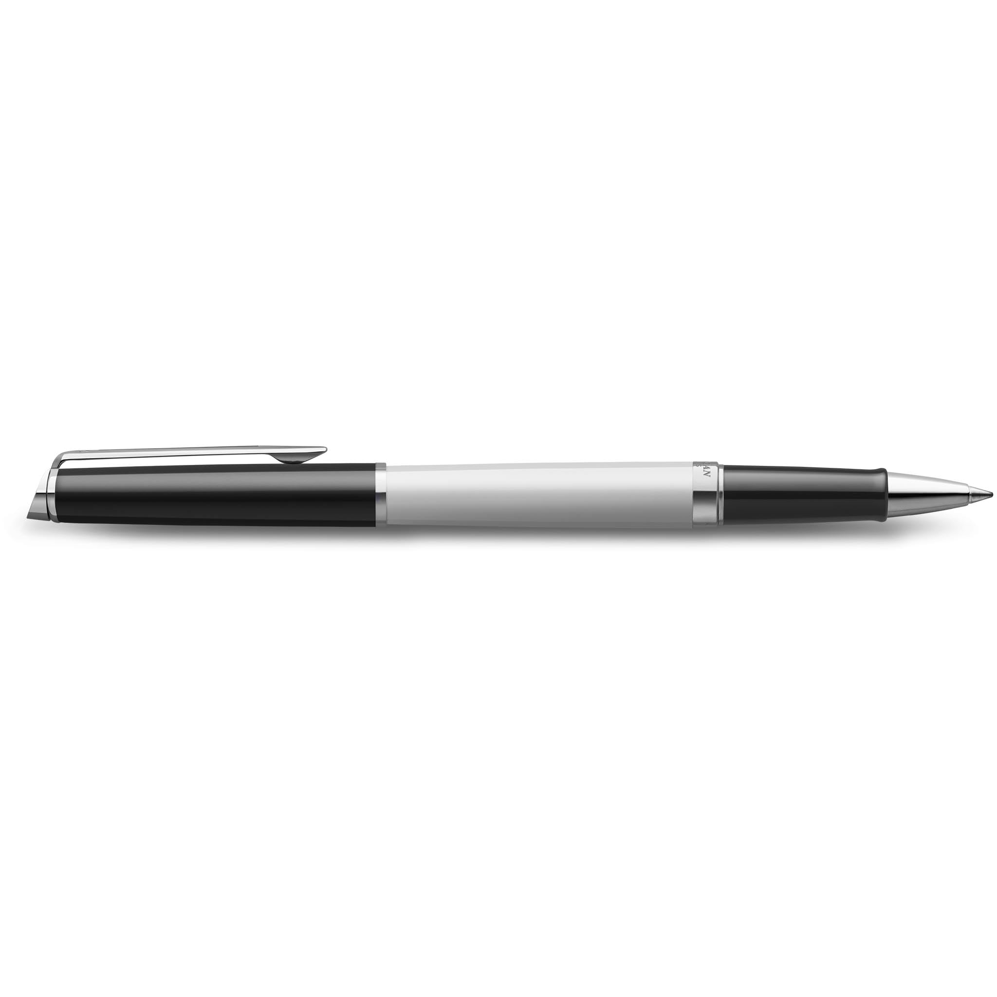 Waterman Hémisphère Roller con incisione – Strumento di scrittura di lusso personalizzato – Elegante penna da scrittura come idea regalo per donna e uomo, inchiostro blu (BLOCK BLACK&WHITE)