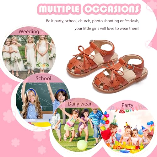 Image of Flaryzone Girls Sandals Closed Toe Summer Flats Dress Sandals Shoes Toddler /Little Kid