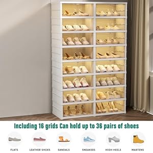   8-Tier-Foldable-Shoes-Rack-Organizer-Clear-Plastic-Shoes-Rack-for-Closet-Shelf-Collapsible-Large-Storage-Box-Stackable-Easy-Assembly-Shoe-Cabinet-with-Lids-and-Doorfor-32-Pairs