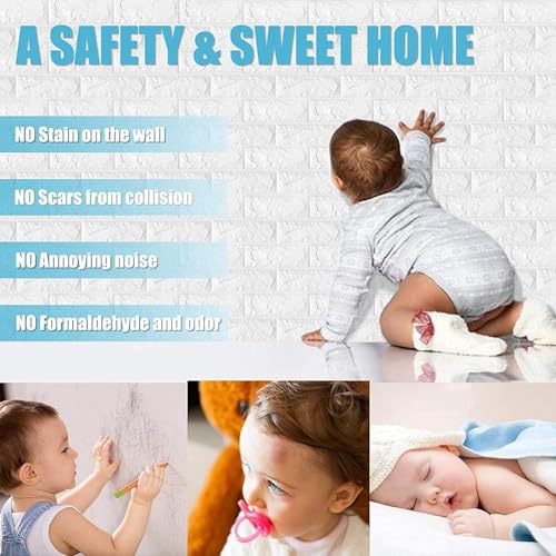Image of 3D Brick Wallpaper for Wall | Self Adhesive PE Foam DIY Panel | Peel & Stick Decor for Home, Living, Bedroom & Office (70 x 77 cm, Appx 5.8 Sq Ft) (1, White)